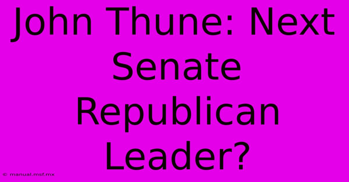 John Thune: Next Senate Republican Leader?