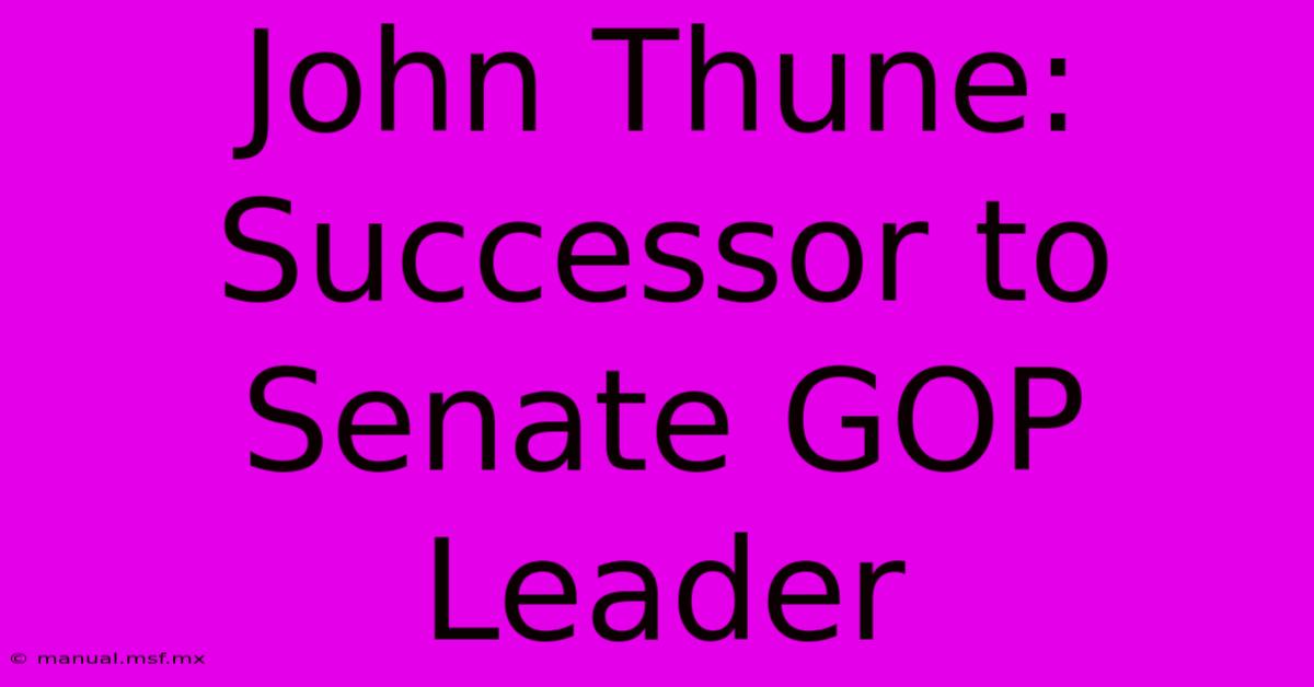 John Thune: Successor To Senate GOP Leader