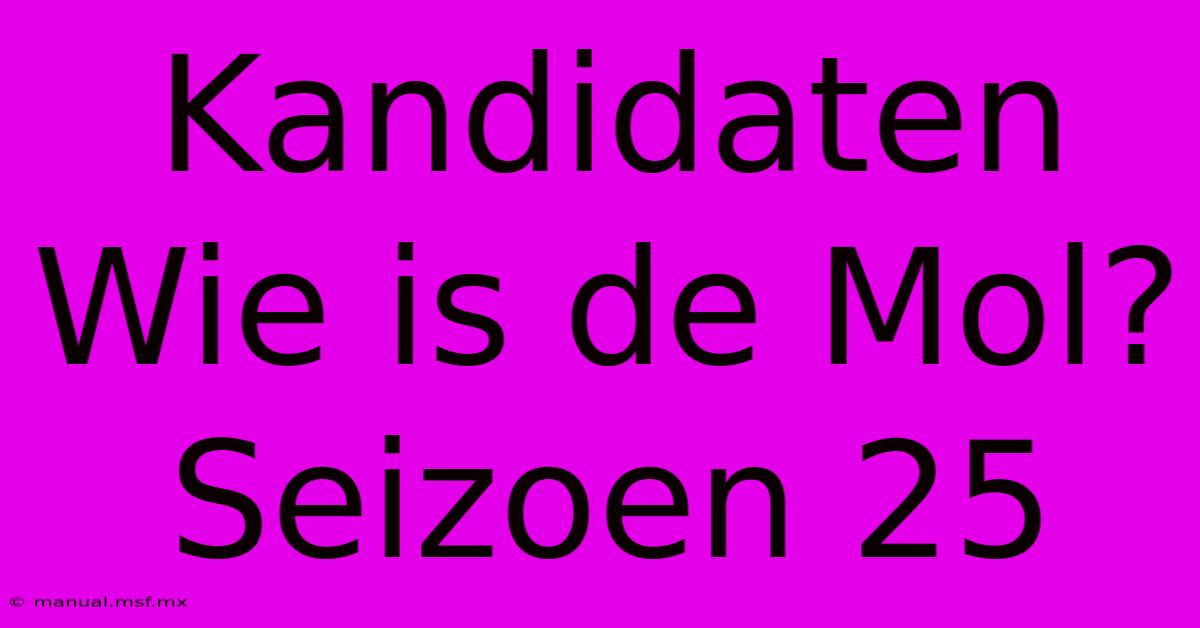 Kandidaten Wie Is De Mol? Seizoen 25