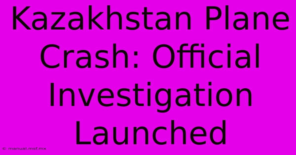 Kazakhstan Plane Crash: Official Investigation Launched