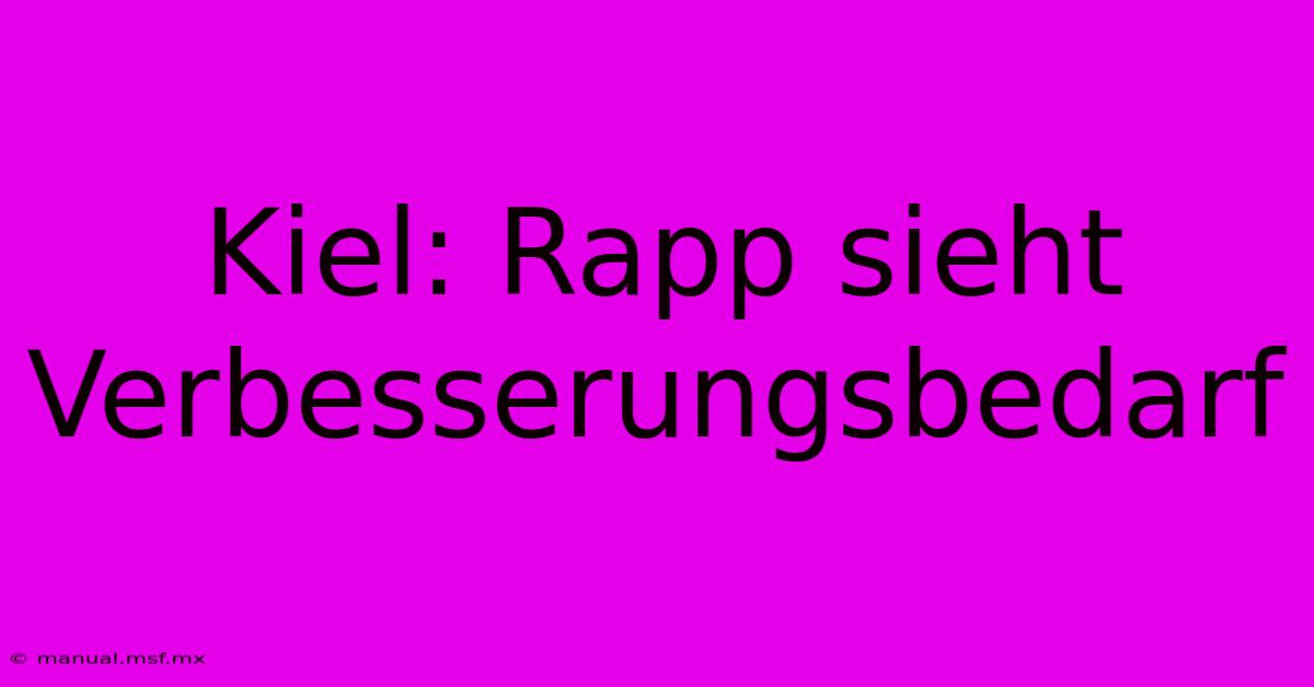 Kiel: Rapp Sieht Verbesserungsbedarf