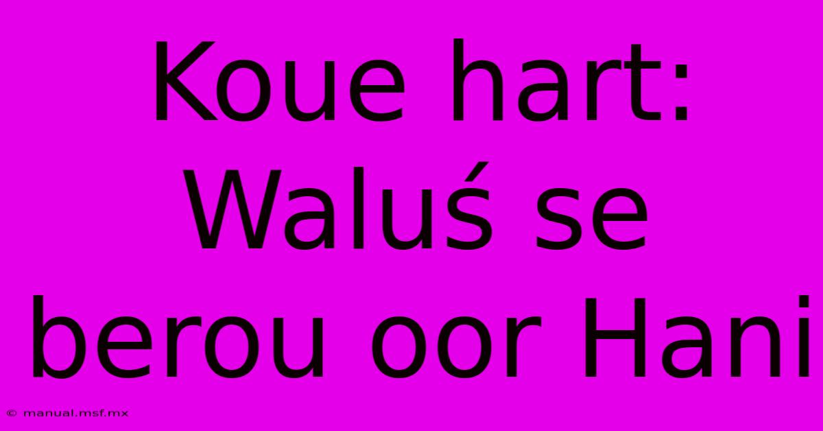 Koue Hart: Waluś Se Berou Oor Hani