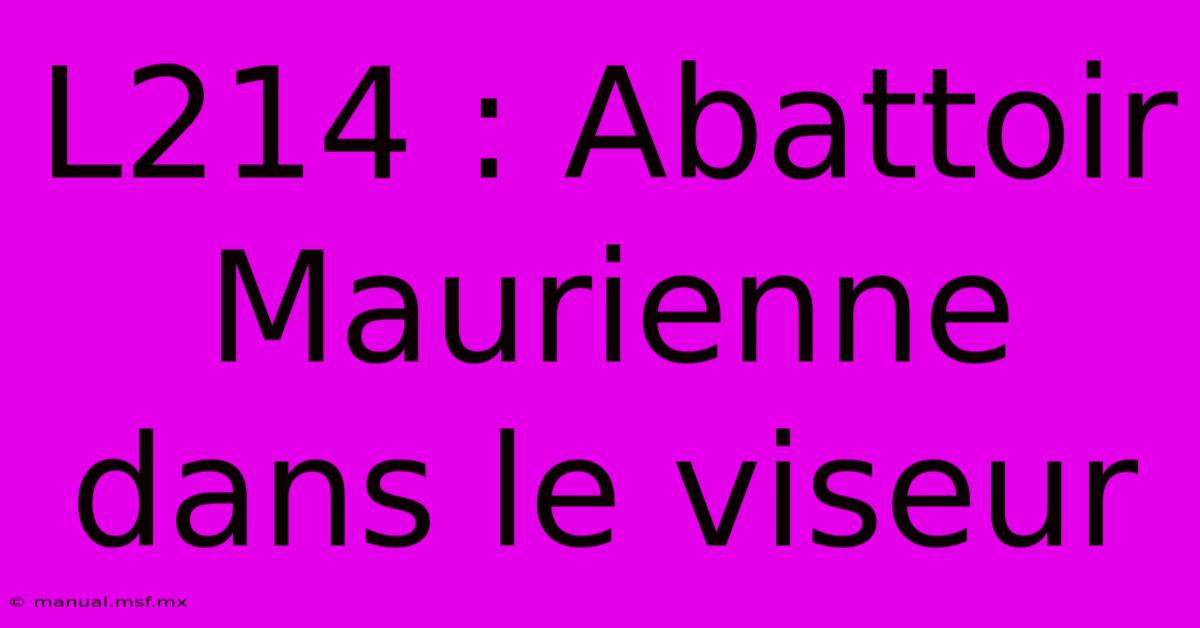 L214 : Abattoir Maurienne Dans Le Viseur 