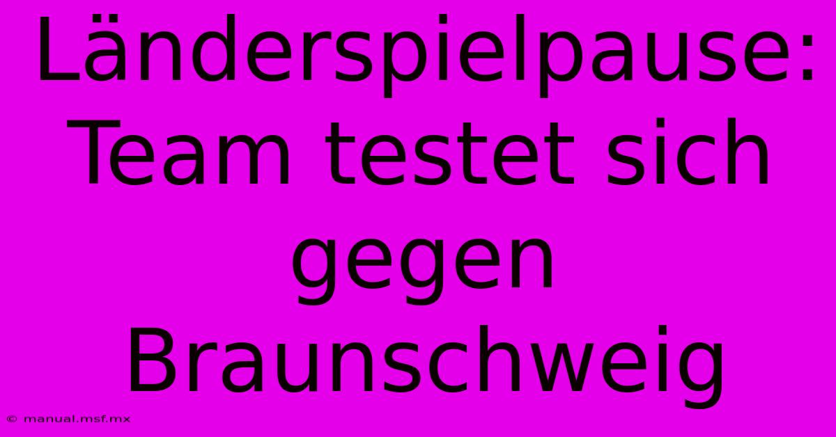 Länderspielpause: Team Testet Sich Gegen Braunschweig