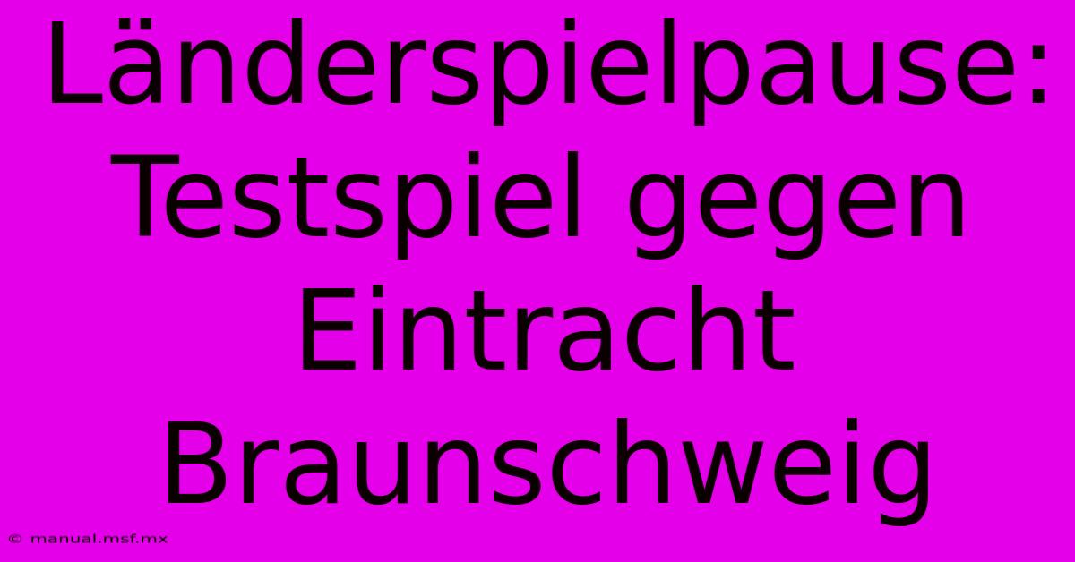 Länderspielpause: Testspiel Gegen Eintracht Braunschweig