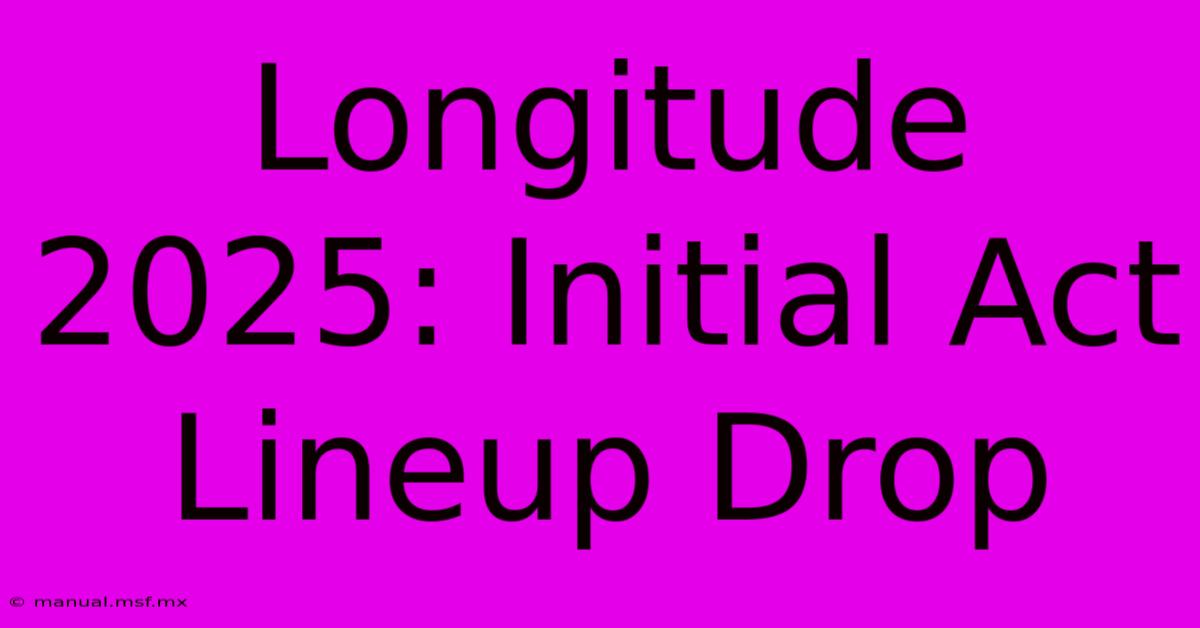 Longitude 2025: Initial Act Lineup Drop