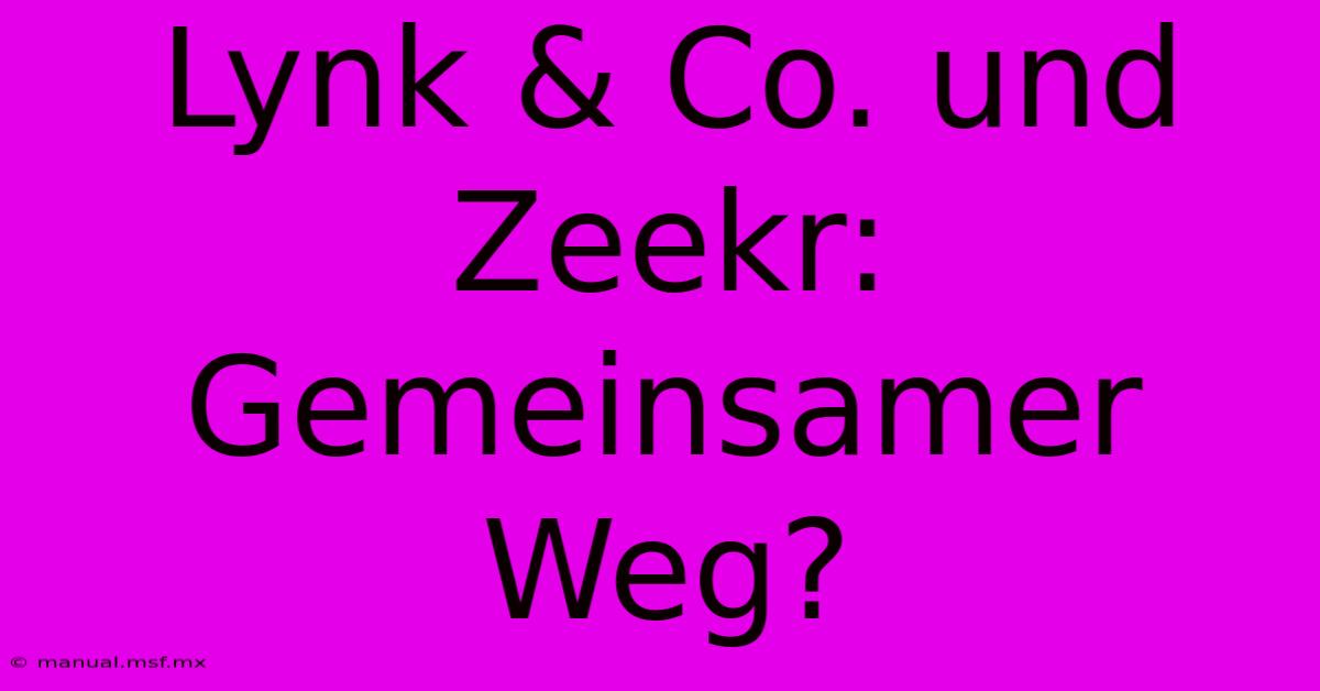 Lynk & Co. Und Zeekr: Gemeinsamer Weg?