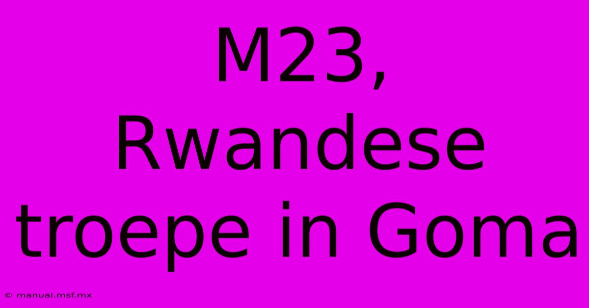 M23, Rwandese Troepe In Goma