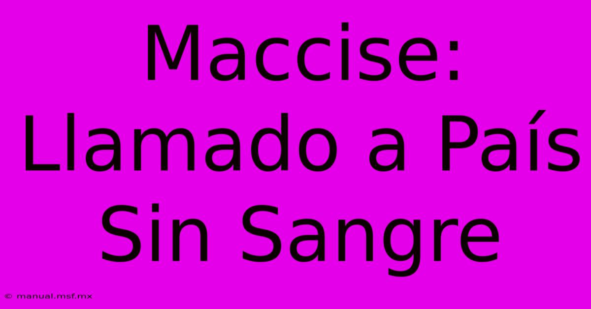 Maccise: Llamado A País Sin Sangre