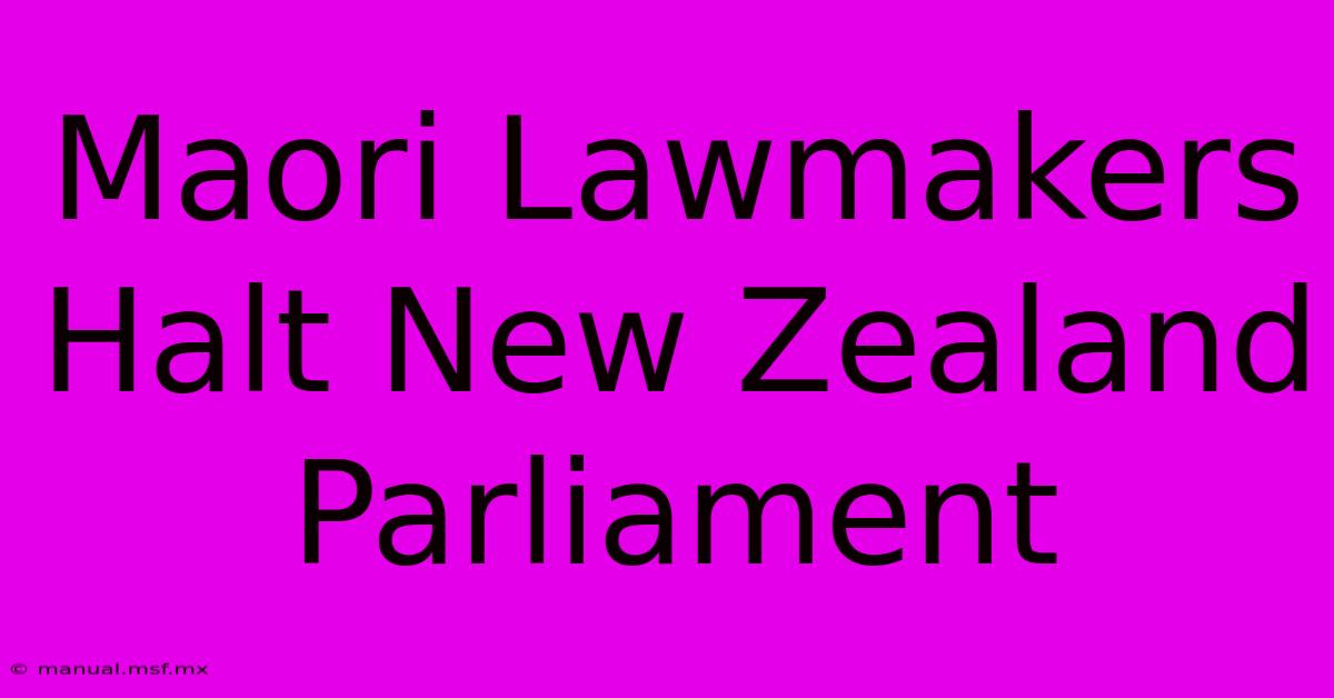 Maori Lawmakers Halt New Zealand Parliament