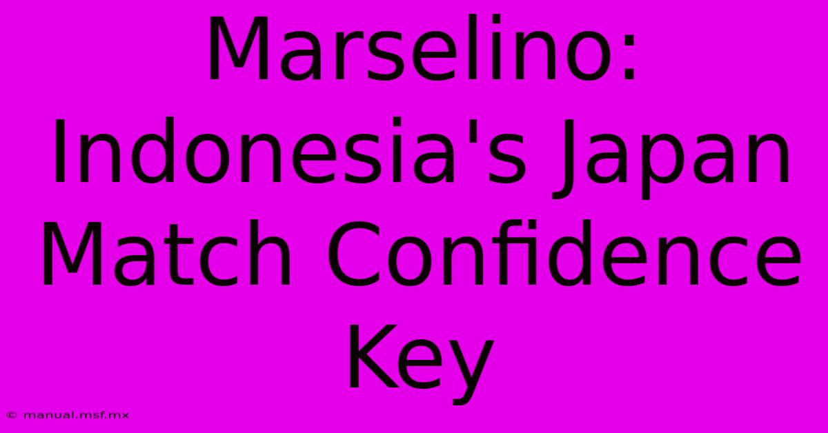 Marselino: Indonesia's Japan Match Confidence Key