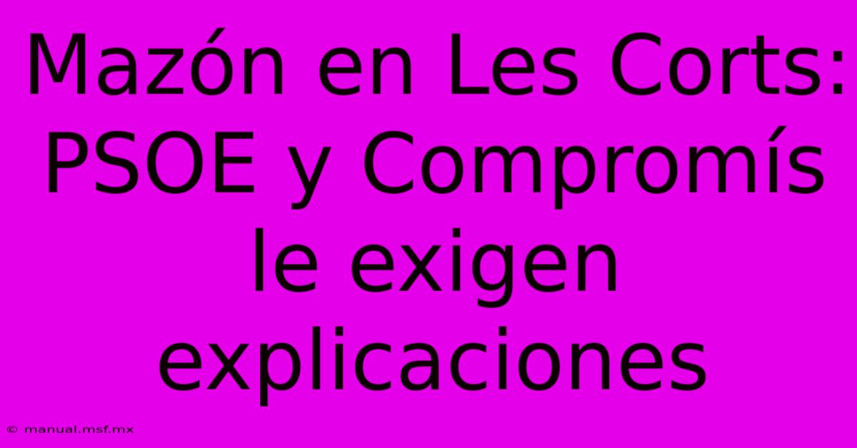 Mazón En Les Corts: PSOE Y Compromís Le Exigen Explicaciones