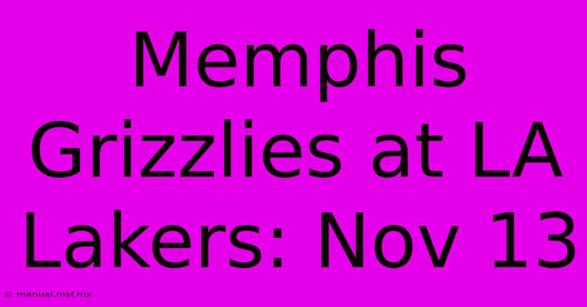 Memphis Grizzlies At LA Lakers: Nov 13