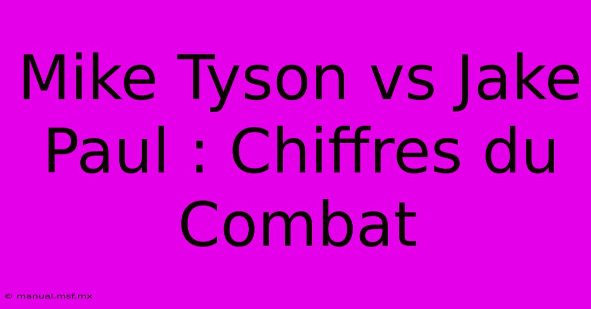 Mike Tyson Vs Jake Paul : Chiffres Du Combat