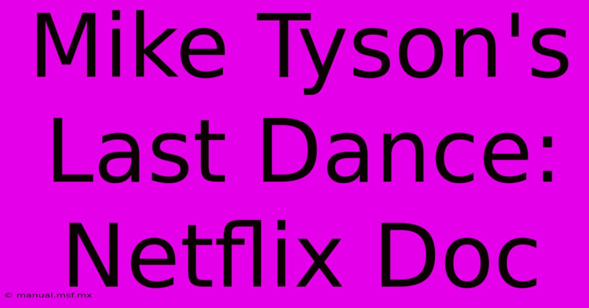 Mike Tyson's Last Dance: Netflix Doc