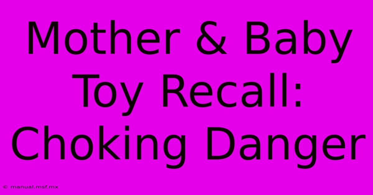 Mother & Baby Toy Recall: Choking Danger