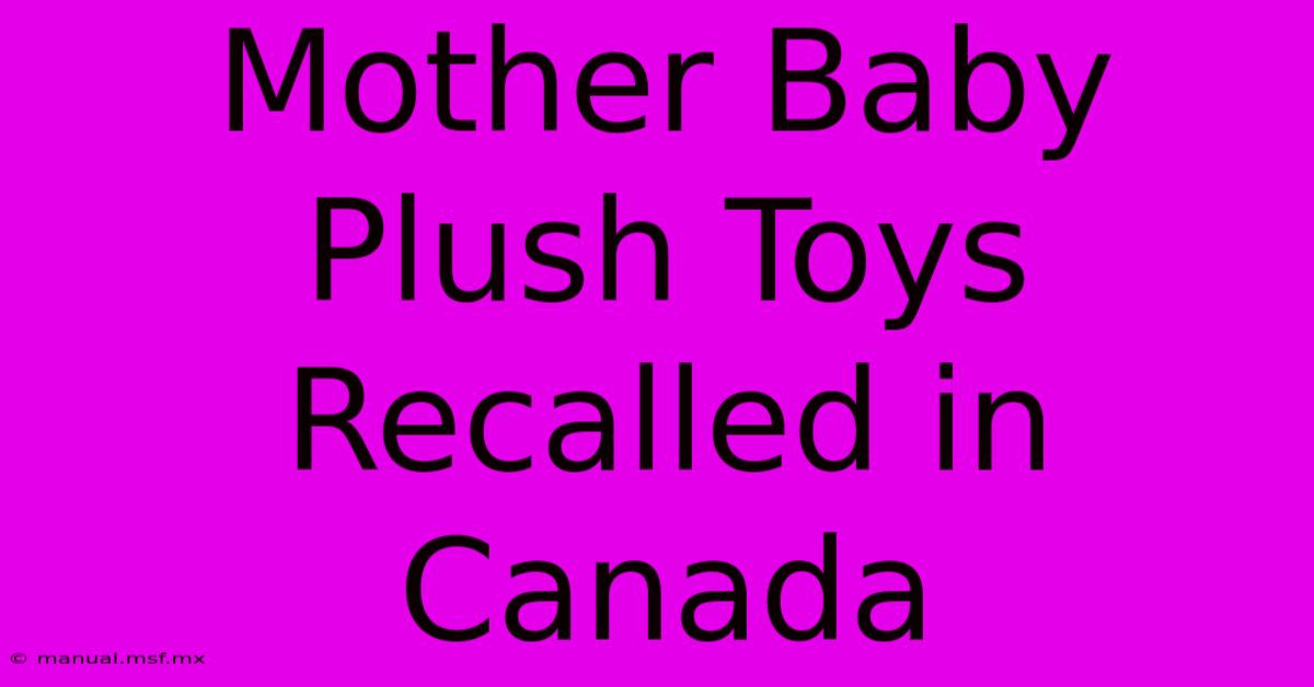 Mother Baby Plush Toys Recalled In Canada