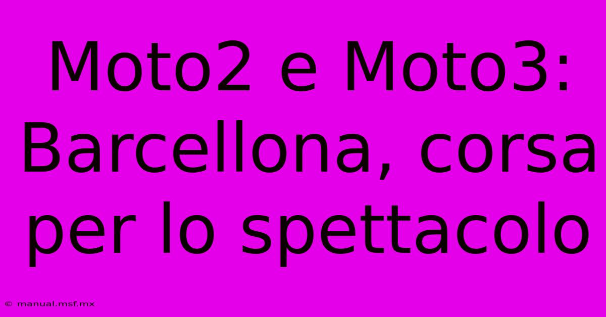 Moto2 E Moto3: Barcellona, Corsa Per Lo Spettacolo