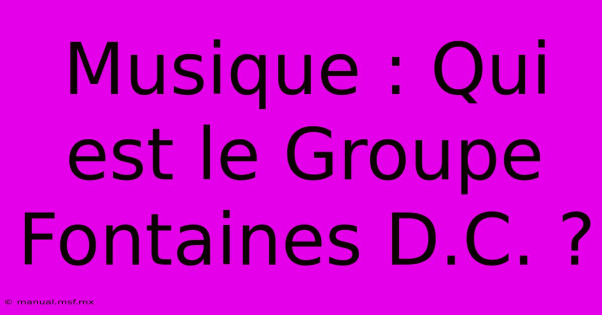 Musique : Qui Est Le Groupe Fontaines D.C. ? 