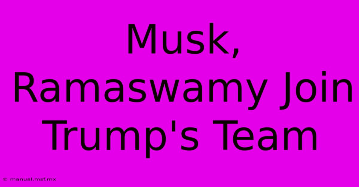 Musk, Ramaswamy Join Trump's Team