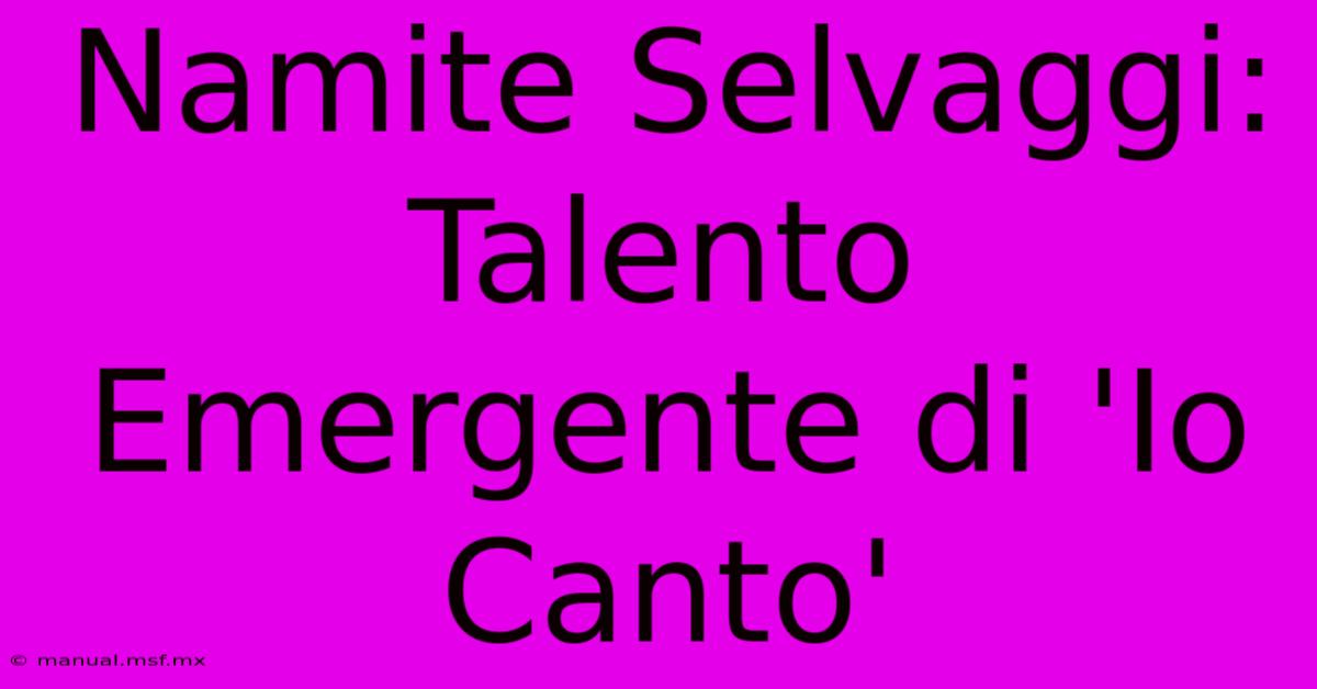 Namite Selvaggi: Talento Emergente Di 'Io Canto' 