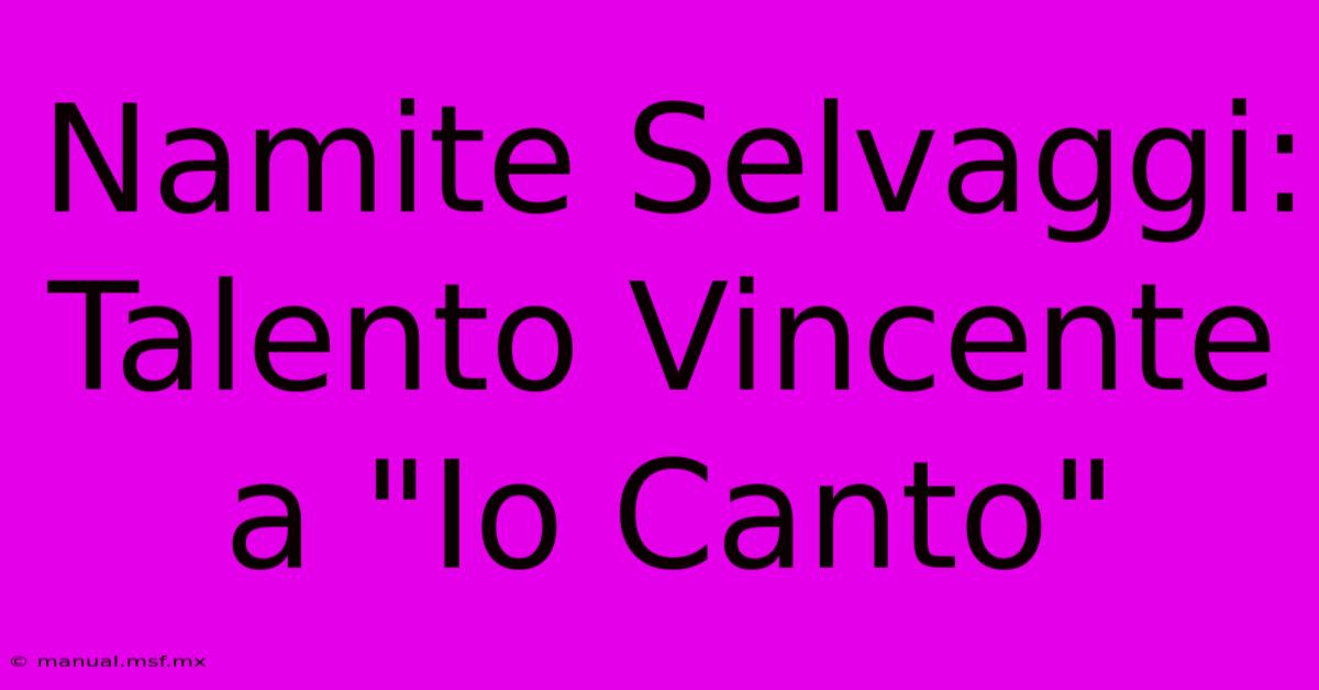 Namite Selvaggi: Talento Vincente A 