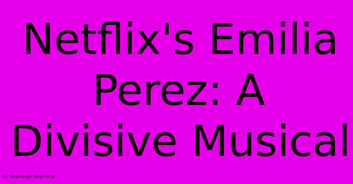 Netflix's Emilia Perez: A Divisive Musical