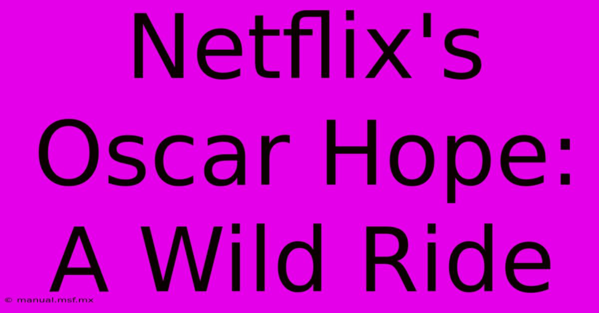 Netflix's Oscar Hope: A Wild Ride 