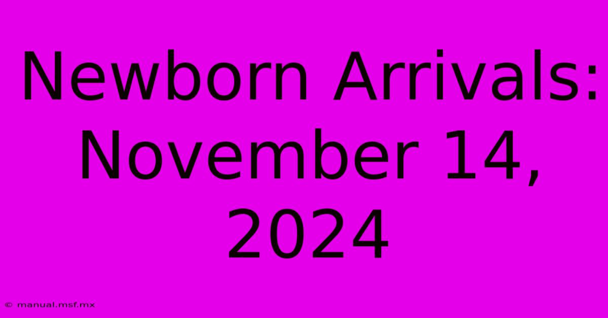 Newborn Arrivals: November 14, 2024