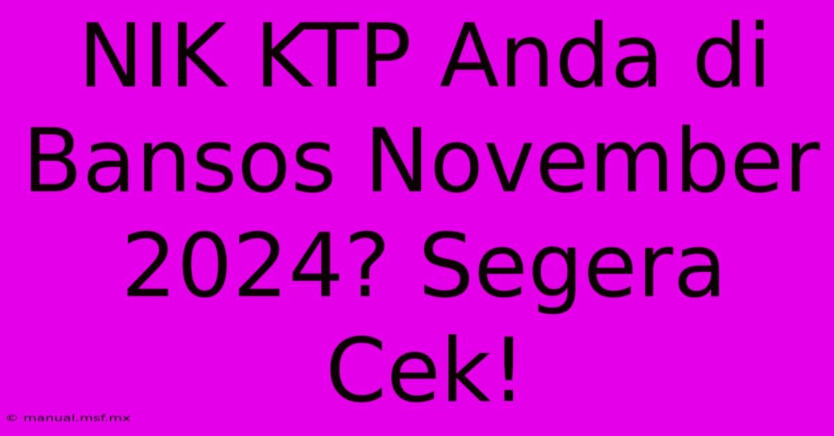 NIK KTP Anda Di Bansos November 2024? Segera Cek!