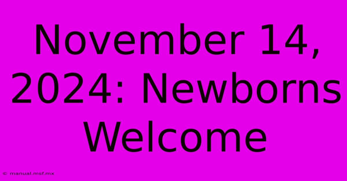 November 14, 2024: Newborns Welcome