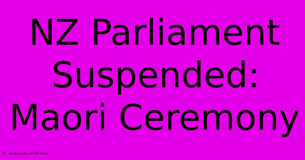 NZ Parliament Suspended: Maori Ceremony 