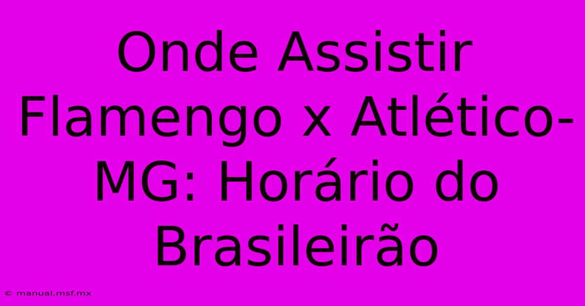 Onde Assistir Flamengo X Atlético-MG: Horário Do Brasileirão