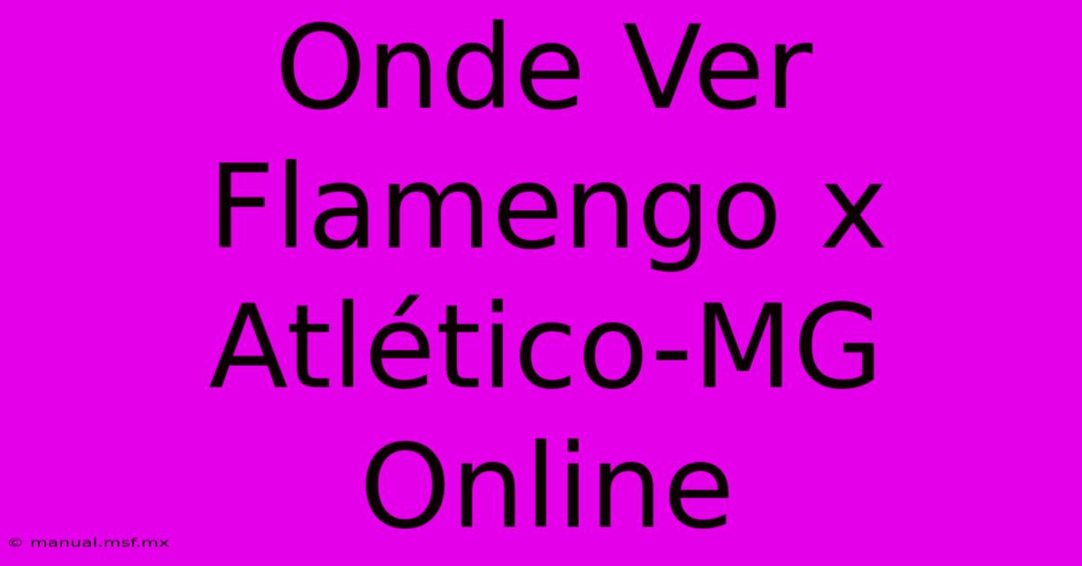 Onde Ver Flamengo X Atlético-MG Online