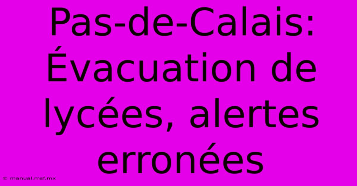 Pas-de-Calais: Évacuation De Lycées, Alertes Erronées