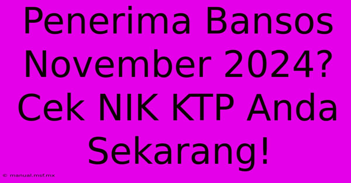 Penerima Bansos November 2024? Cek NIK KTP Anda Sekarang!