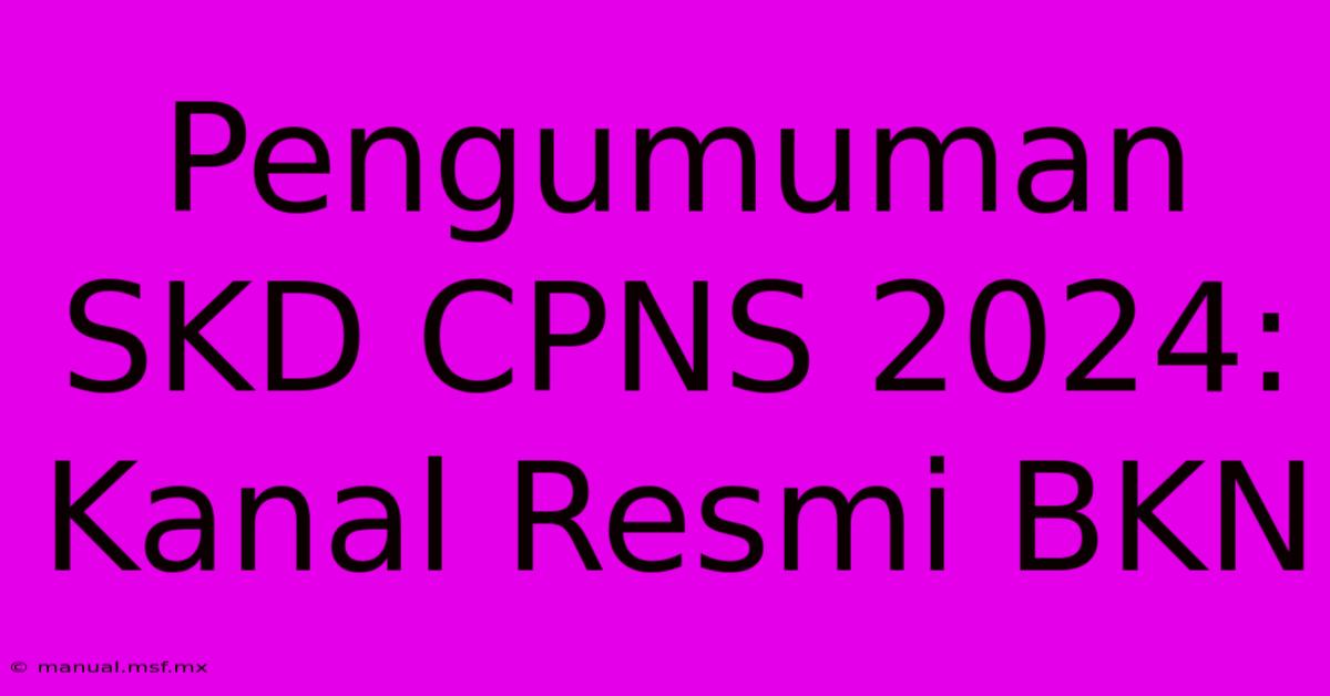 Pengumuman SKD CPNS 2024: Kanal Resmi BKN