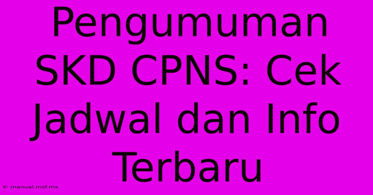 Pengumuman SKD CPNS: Cek Jadwal Dan Info Terbaru