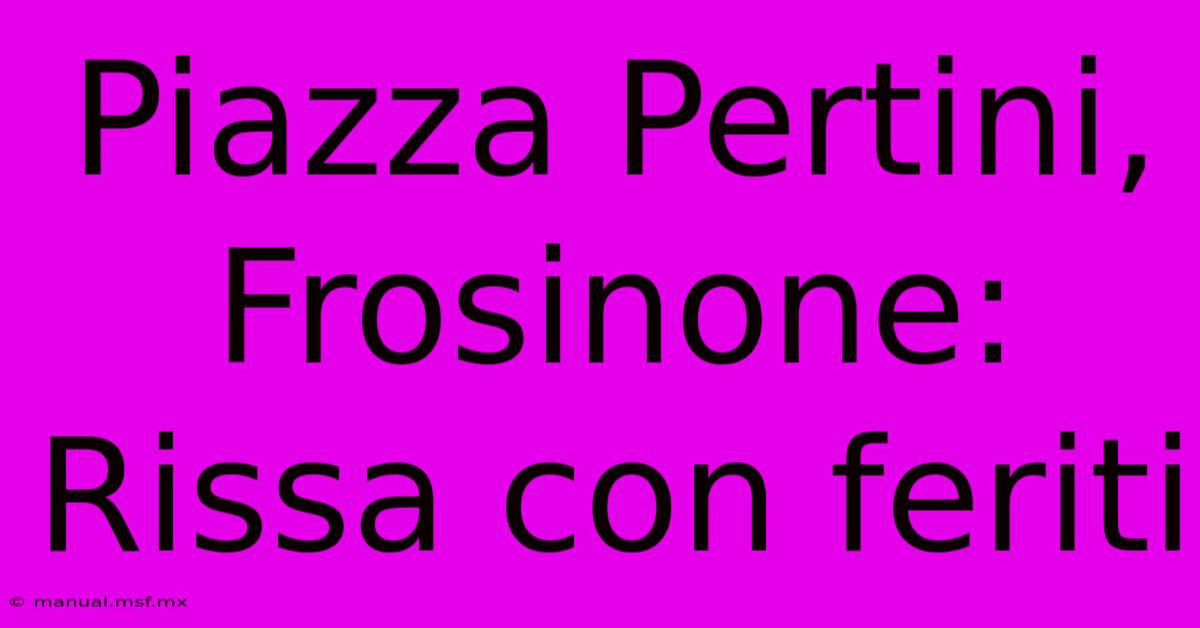 Piazza Pertini, Frosinone: Rissa Con Feriti