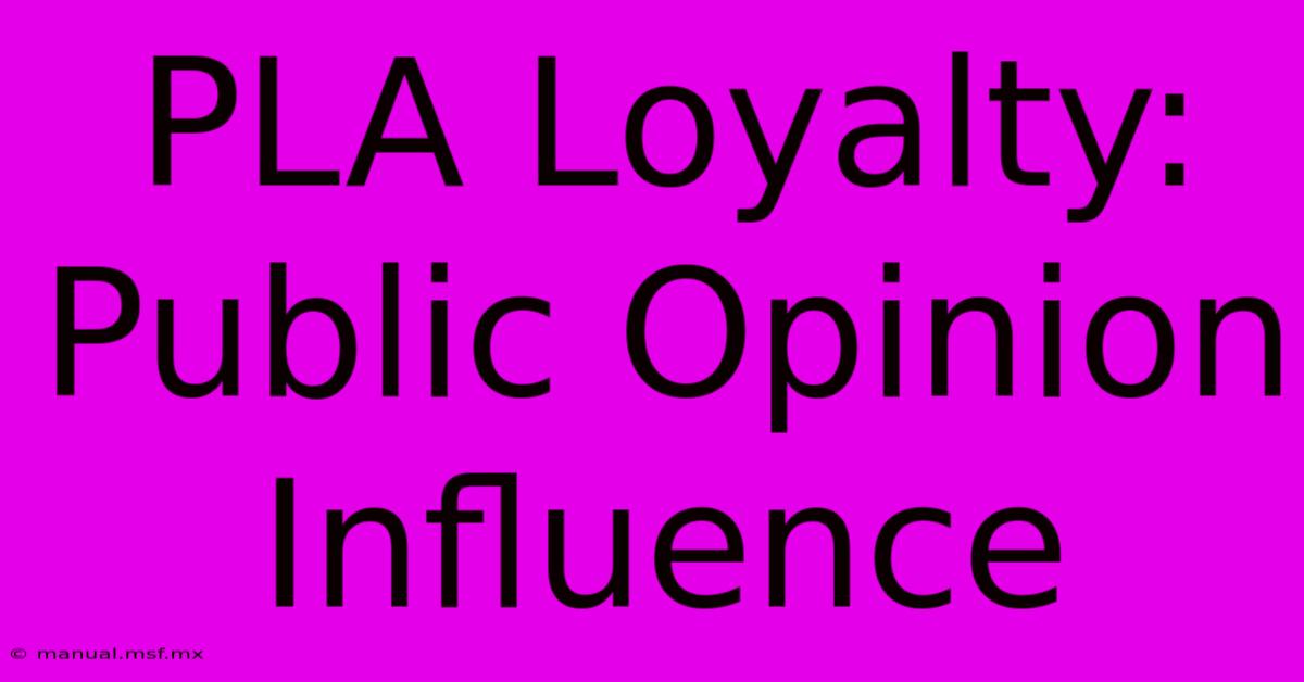 PLA Loyalty: Public Opinion Influence