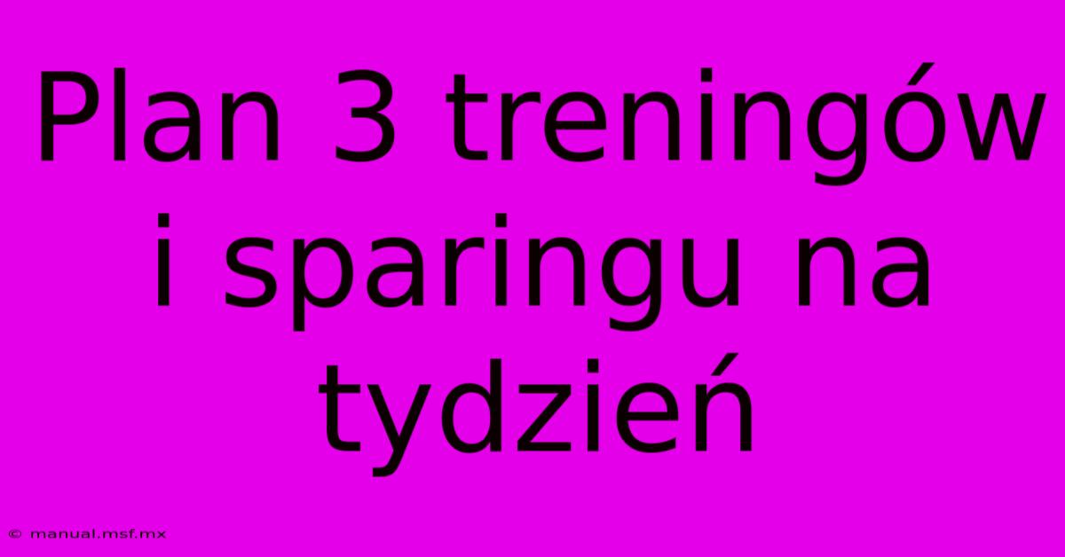 Plan 3 Treningów I Sparingu Na Tydzień