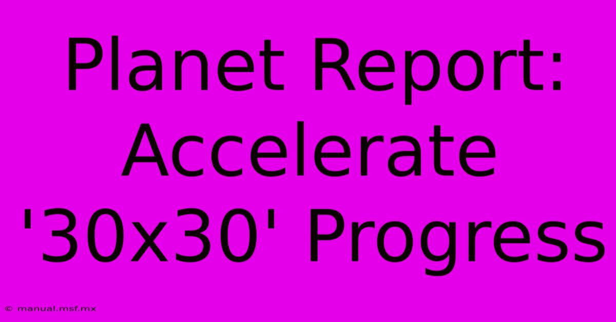 Planet Report: Accelerate '30x30' Progress