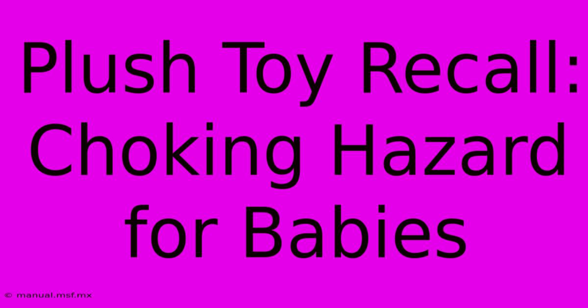 Plush Toy Recall: Choking Hazard For Babies