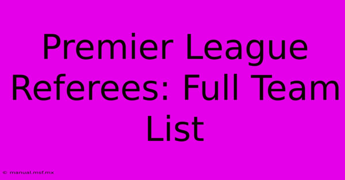 Premier League Referees: Full Team List