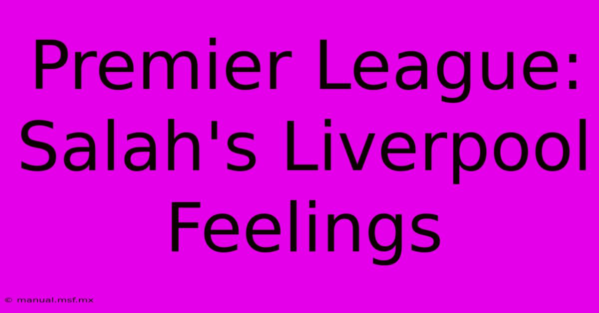 Premier League: Salah's Liverpool Feelings