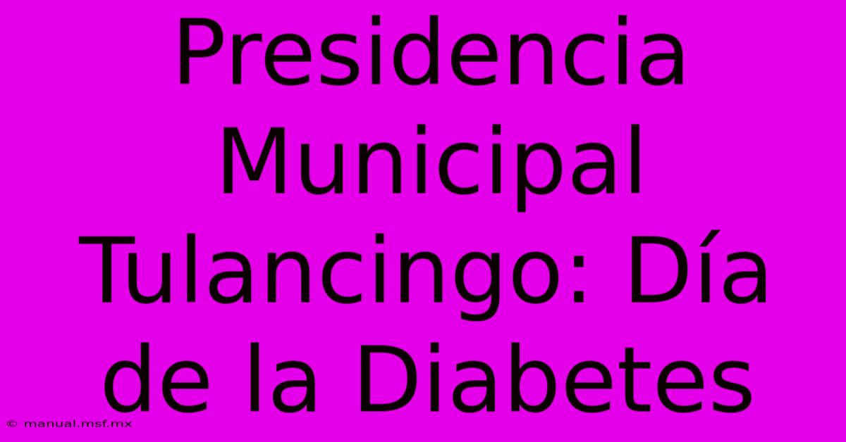 Presidencia Municipal Tulancingo: Día De La Diabetes