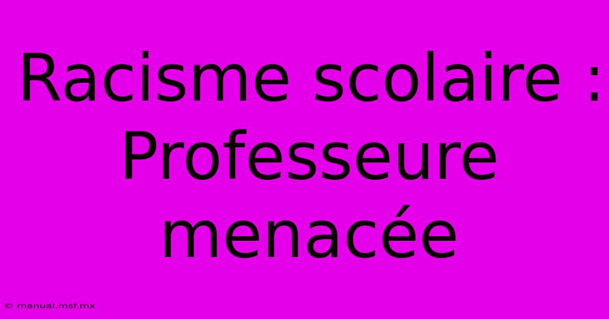 Racisme Scolaire : Professeure Menacée 