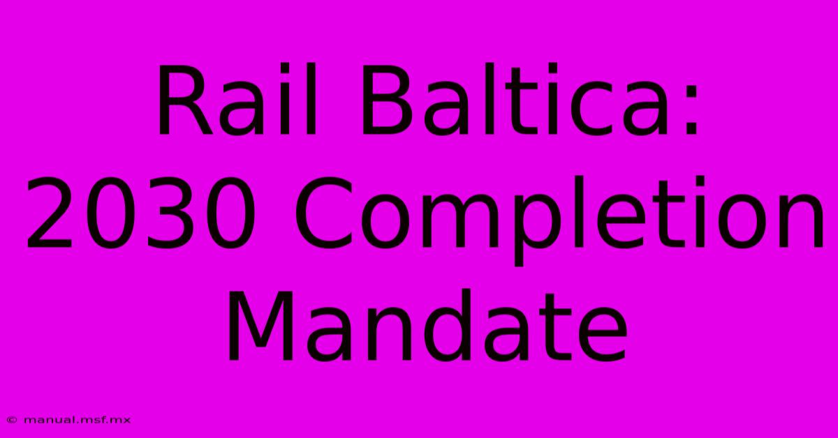 Rail Baltica: 2030 Completion Mandate