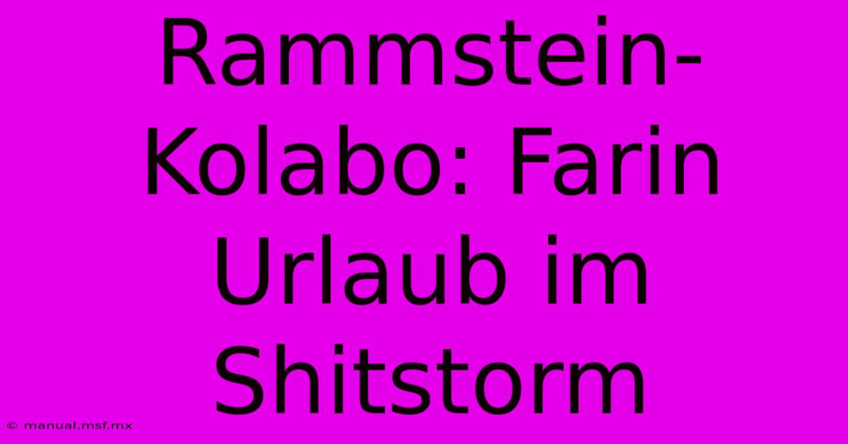 Rammstein-Kolabo: Farin Urlaub Im Shitstorm