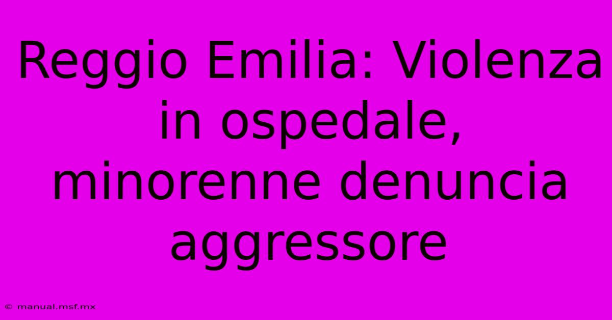 Reggio Emilia: Violenza In Ospedale, Minorenne Denuncia Aggressore